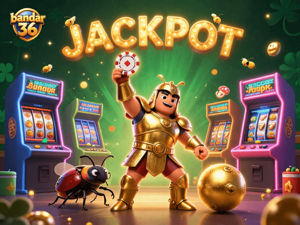 bandar 36 raih kemenangan dengan permainan slot dan jackpot dalam ilustrasi kasino ceria