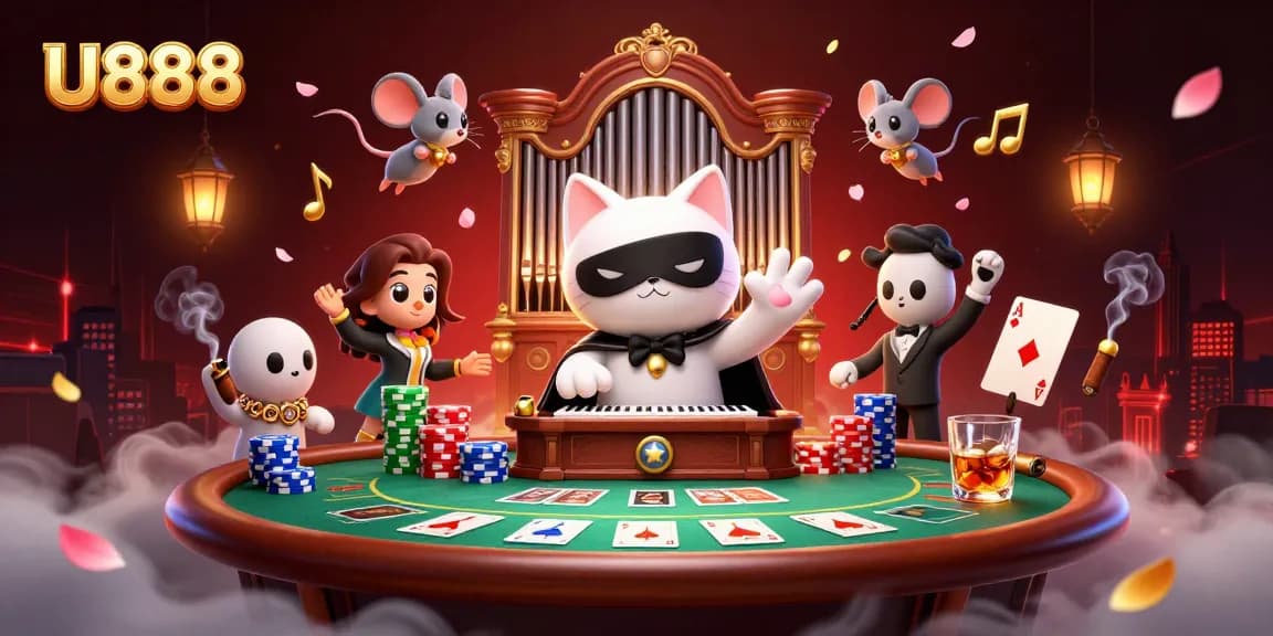U888 engages players in a dynamic poker scene with enchanting elements and vibrant detail.
