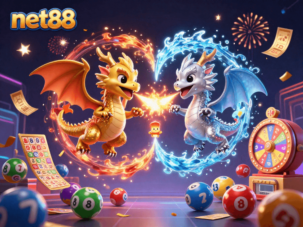 Engage with net88's vibrant lottery scene featuring dragons and dynamic gaming elements.