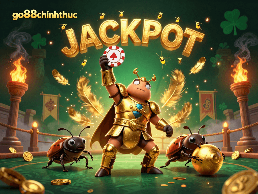 Engage with go88chinhthuc as a daring hercules beetle lifts a poker chip triumphantly!