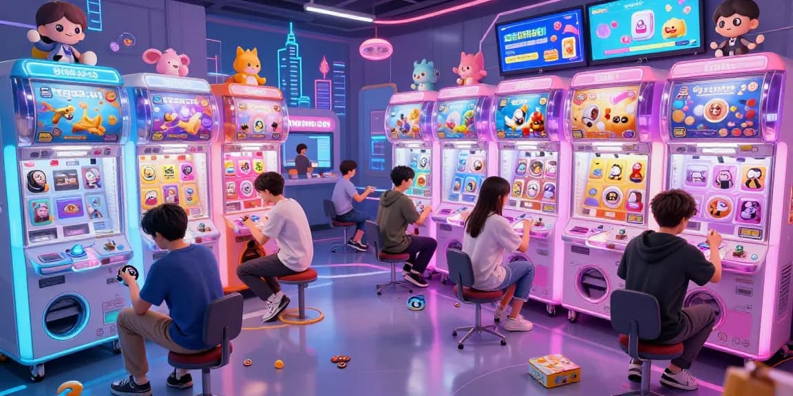 Players engaging with gacha168 machines in a colorful virtual marketplace, showcasing gaming excitement and community interaction.