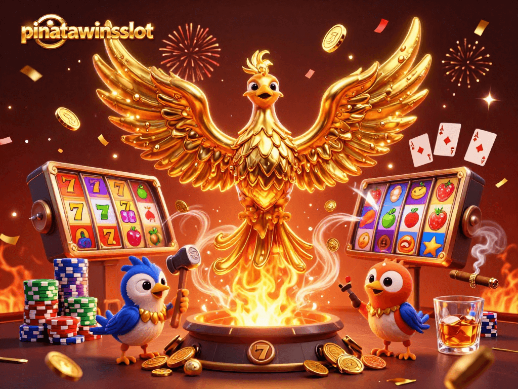 Experience the excitement of pinatawinsslot with a golden phoenix and vibrant slot elements bursting with cash.
