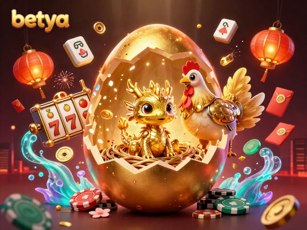 Betya users can win big with an ultra-detailed casino scene featuring golden dragon and vibrant slots.