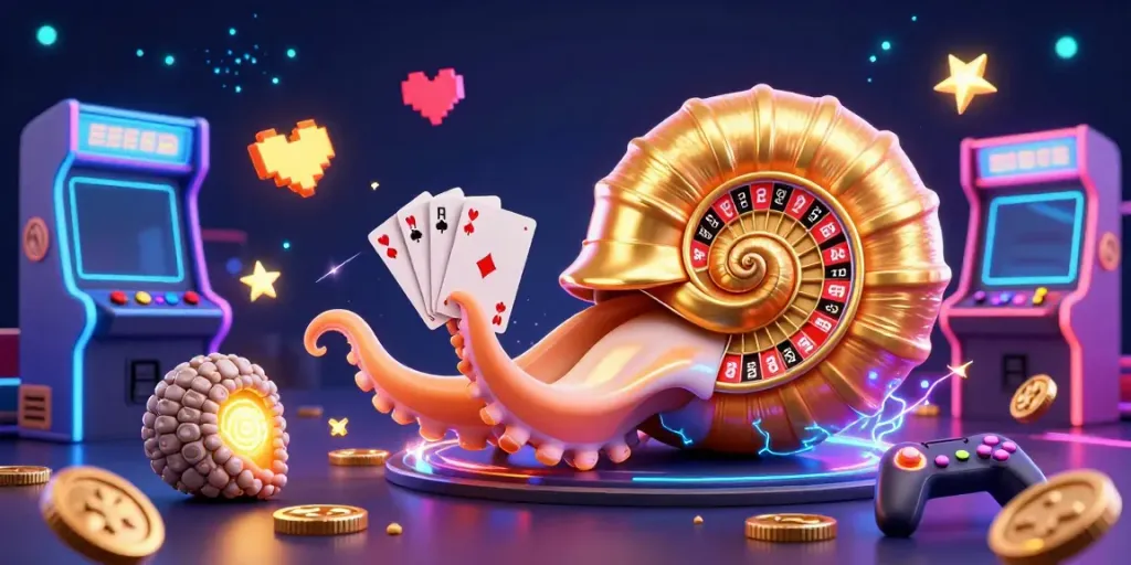 Experience immersive slot777 gameplay with an ancient nautilus at a vibrant casino scene.