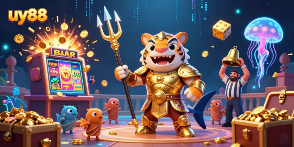 Experience the thrill of uy88 with dynamic slot machine action and colorful casino elements in a vibrant underwater theme.