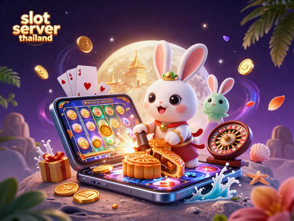 Engage with slots on slot server thailand, as the moon rabbit reveals golden treasures and poker chips.