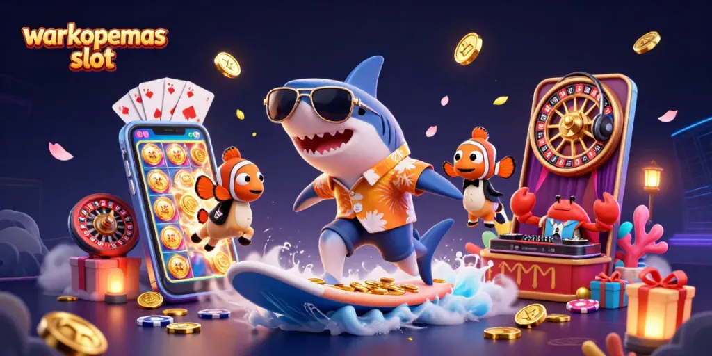 Rasakan keseruan bermain warkopemas slot dengan ilustrasi ceria dan energik dalam dunia kasino online.