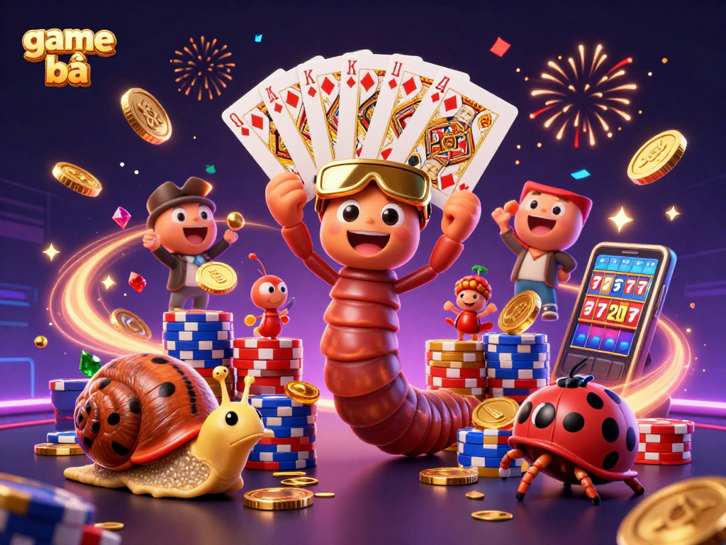 Experience game bài excitement with 3D characters in a vibrant casino scene full of action.