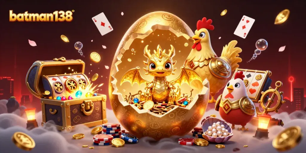 Experience the thrilling gameplay of batman138 with a golden dragon emerging from a jackpot.