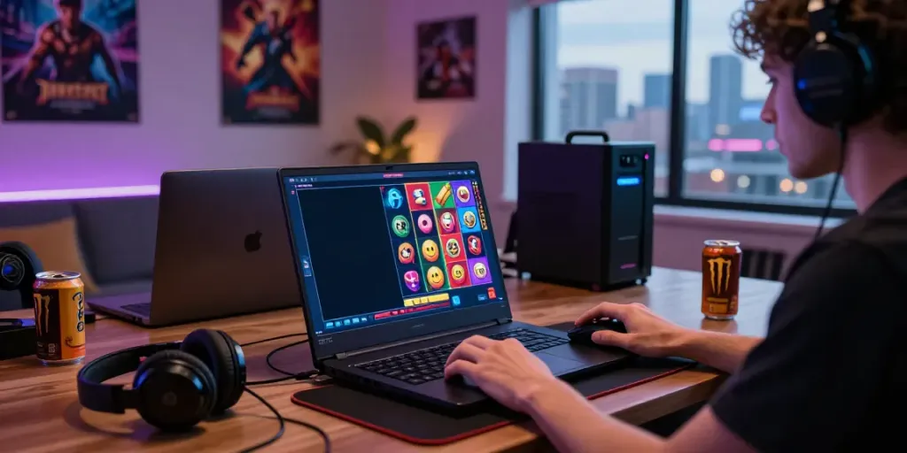 User enjoying a thrilling gaming experience on the temposlot online platform with vibrant slot symbols on the screen.