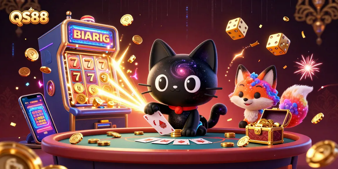 Engage in dynamic casino gameplay at QS88 with vibrant slots, colorful characters, and exciting jackpots.