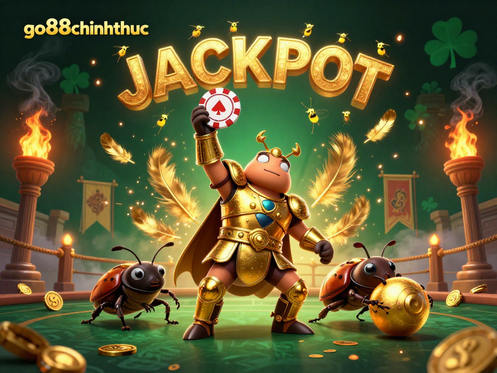 Engage with go88chinhthuc as a daring hercules beetle lifts a poker chip triumphantly!