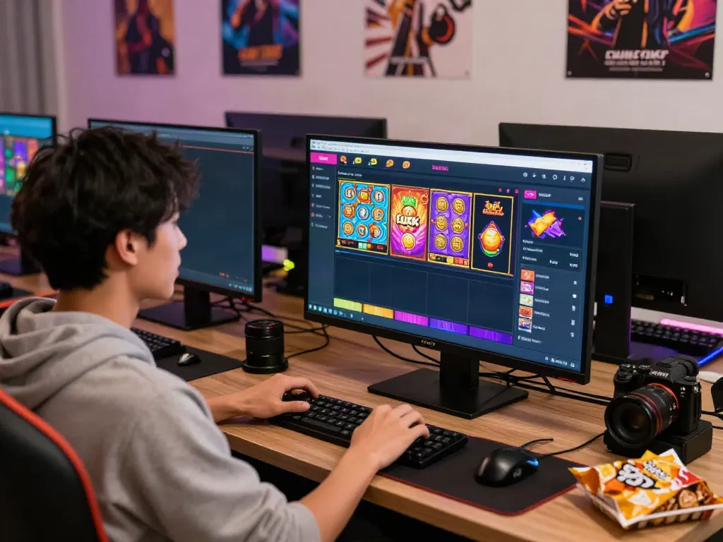 Exciting gaming experience featuring link slot on an online togel platform with vibrant interface and user interaction.