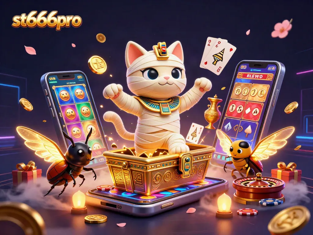Experience thrilling gaming at st666pro with a dynamic Egyptian casino scene showcasing excitement and winning opportunities.
