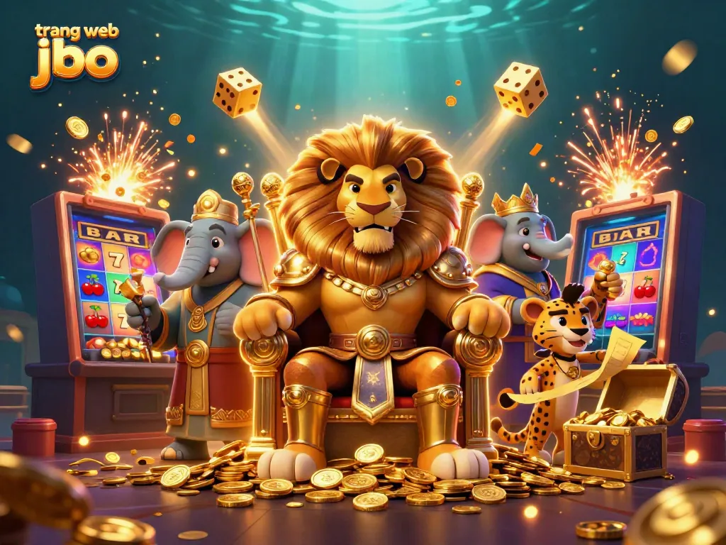 Experience thrilling action on the trang web jbo with a vibrant casino scene bursting with energy, featuring iconic gambling elements.