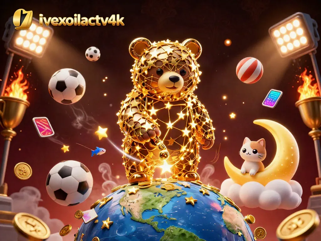 Experience the excitement of livexoilactv4k with a dazzling 3D casino-themed scene filled with sports elements.