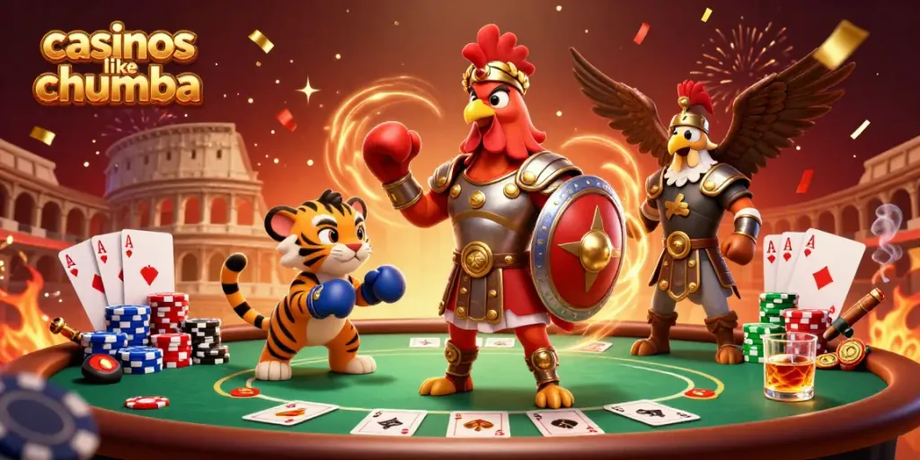 Experience thrilling action at casinos like Chumba, featuring vibrant characters and poker scenes.