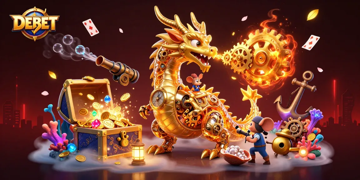 Engage with DEBET's exciting gaming experience showcasing captivating casino elements and a vibrant 3D scene.