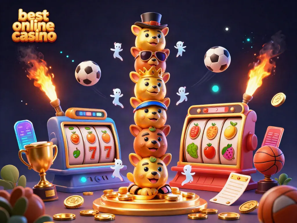 Experience the thrill at the best online casino with a vibrant totem pole and dynamic slot elements.