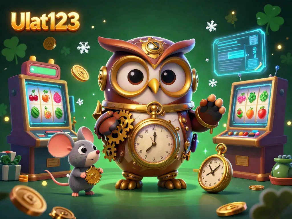 Enjoy vibrant 3D slots action at Ulat123 with the animated time-traveling owl and modern game elements.