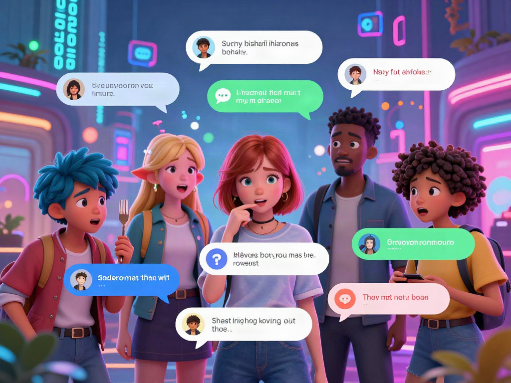 Dynamic scene showcasing engaging hentai ai chat interactions between diverse animated characters in a lively digital environment.