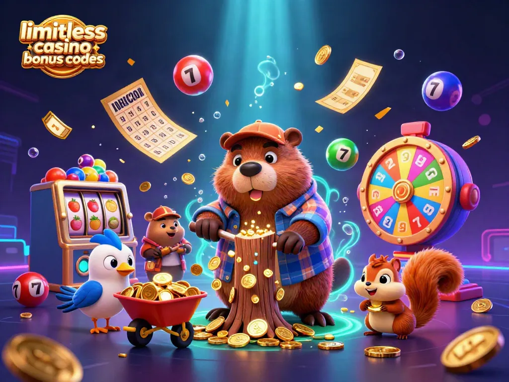 Experience thrilling gameplay with limitless casino bonus codes in this vibrant 3D casino scene.