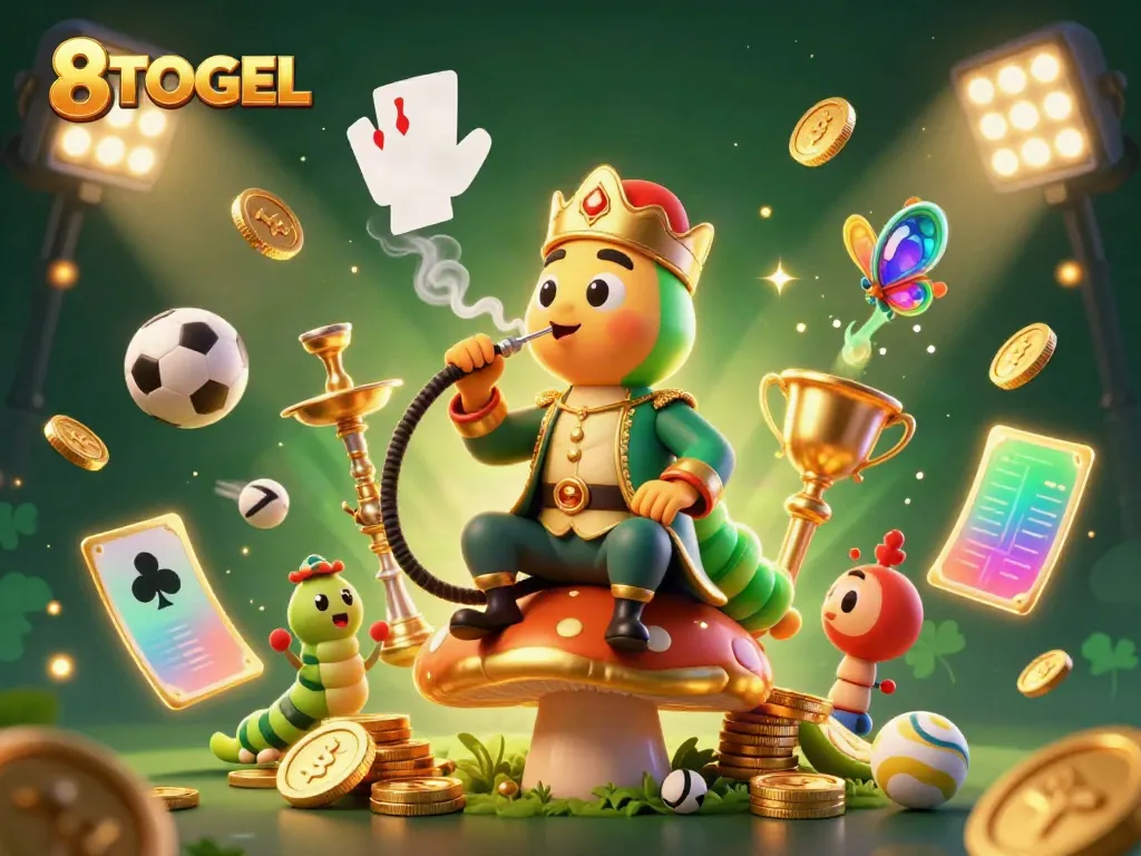 Permainan 8TOGEL menghidupkan suasana kasino dengan karakter karikatur menarik dan elemen perjudian yang dinamis.