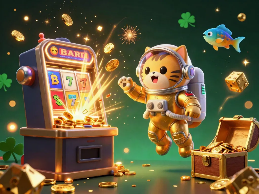 Experience dooball in a vibrant 3D scene bursting with casino elements and characters in a unique cosmic theme.