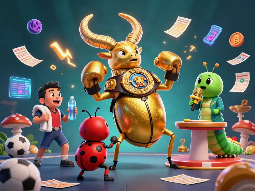 Engage in kèo bóng đá with a vibrant sports betting scene featuring dynamic characters and elements, showcasing betting slips and trophies.