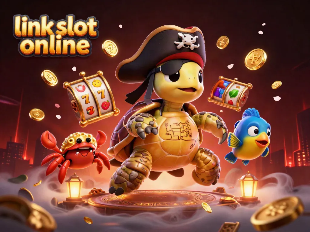 Permainan slot online link slot online dengan kartun kura-kura bajak laut dan simbol yang menarik.
