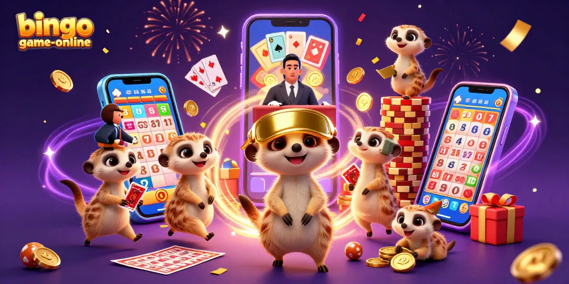 Experience jackpot excitement with bingo-game-online in a vibrant meerkat casino scene.