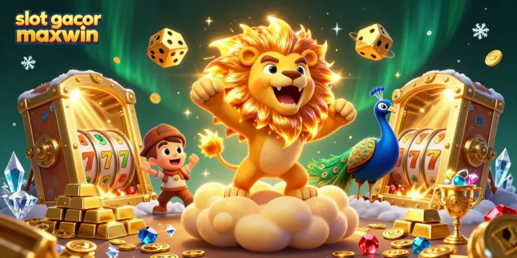 Experience immense luck with slot gacor maxwin as playful characters bring excitement to a vibrant casino atmosphere.