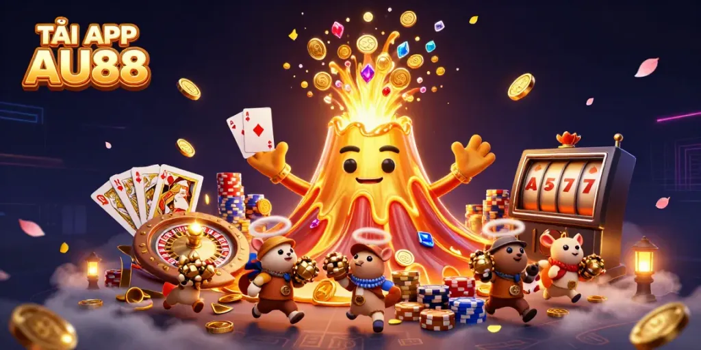 TẢI APP AU88 to enjoy an exciting online gambling experience with vibrant 3D illustrations filled with treasure.