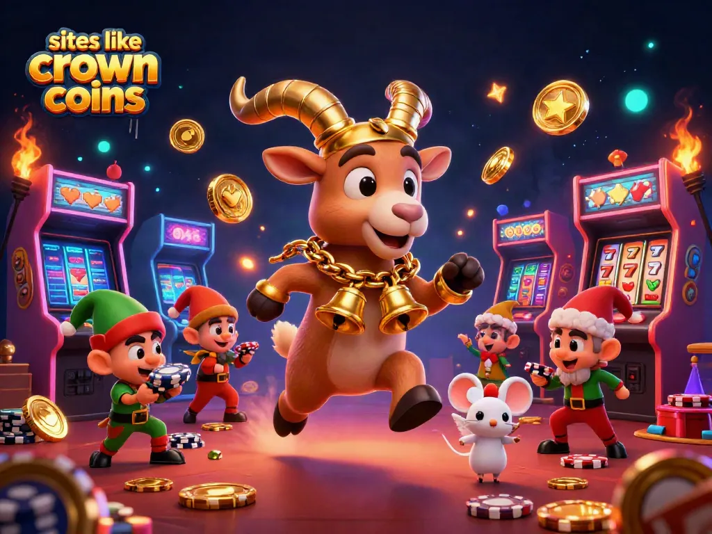 Experience the thrill at sites like crown coins casino with our festive casino illustration showcasing unique gaming elements.
