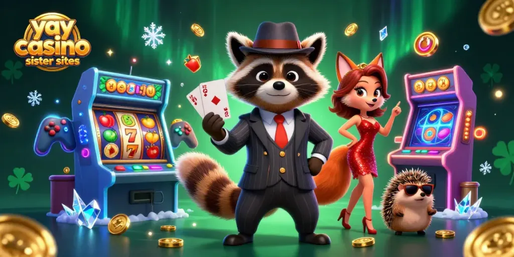 Win big with yay casino sister sites in this vibrant gaming scene featuring colorful slot reels.