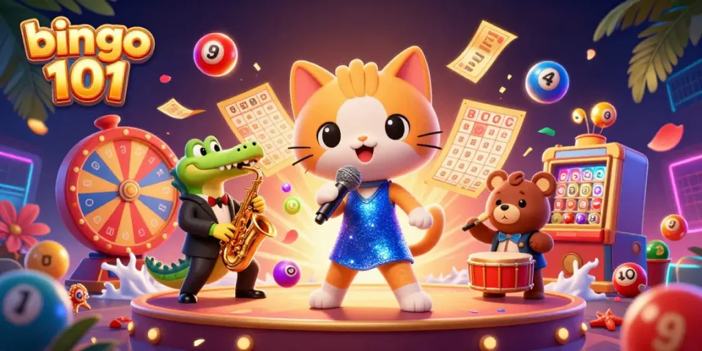 Experience the exciting world of bingo 101 with vibrant game elements and lively characters.