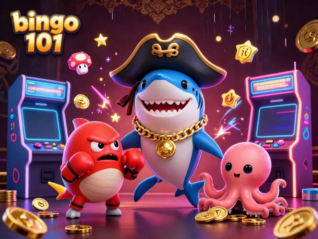 Menangkan permainan bingo 101 dengan karakter kartun menyenangkan dan mesin permainan cerah.