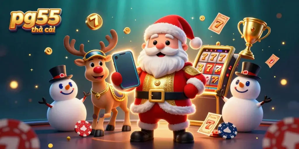 Play exciting games at pg55 nhà cái with joyful characters celebrating casino jackpots.