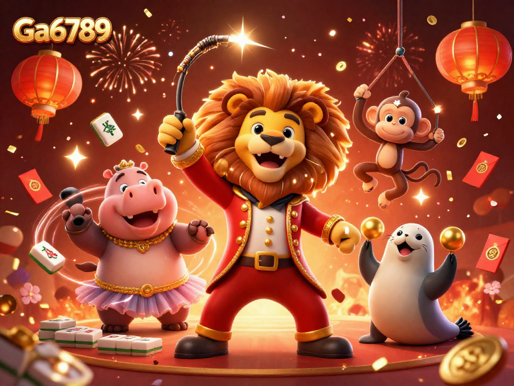 Engage in the enchanting world of Ga6789 with lively casino characters in a vibrant celebration scene.