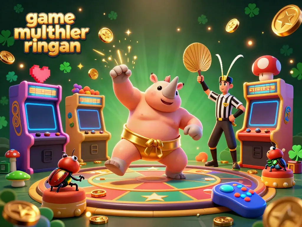 Slotdarian bermain game multiplayer ringan dengan koin emas berhamburan dalam suasana kasino yang ceria.
