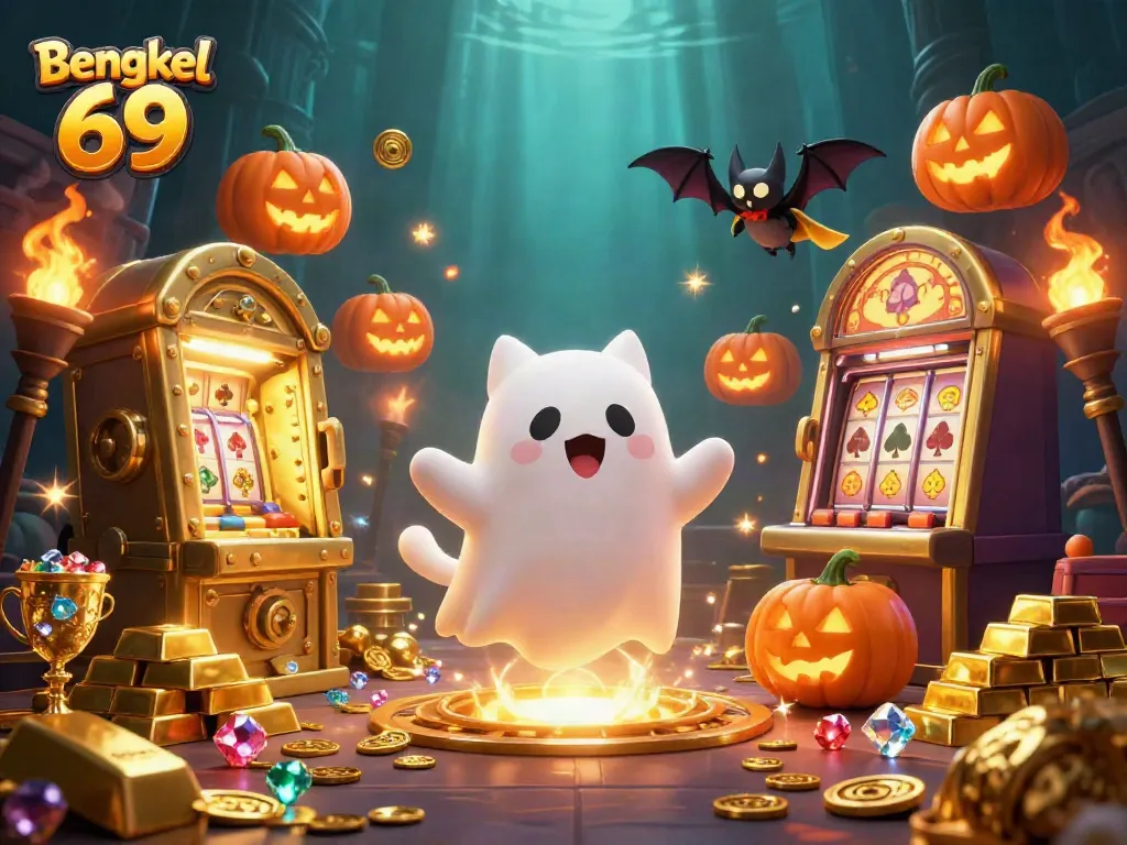 Engage in thrilling slots at Bengkel 69, featuring dynamic ghost cat and treasures.
