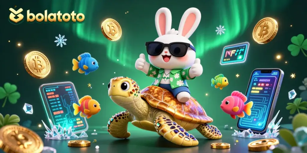 Experience bolatoto excitement with a lucky rabbit and golden turtle in a vibrant casino adventure.