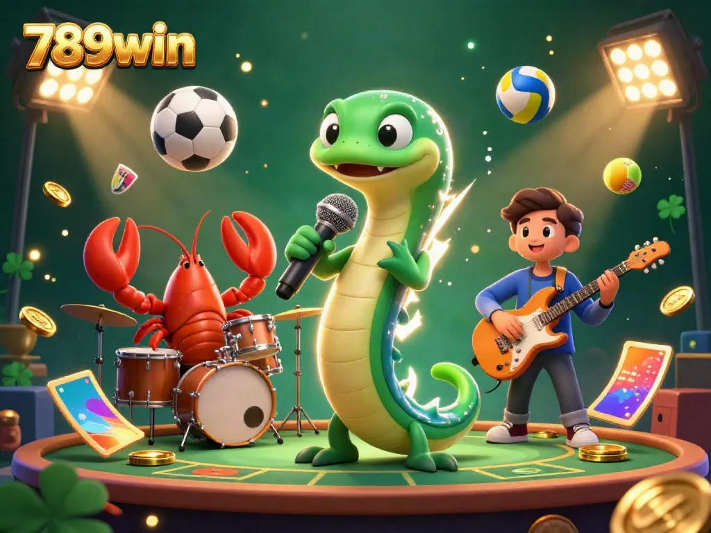 Experience the excitement of 789win with an electric eel DJ and dynamic casino elements.