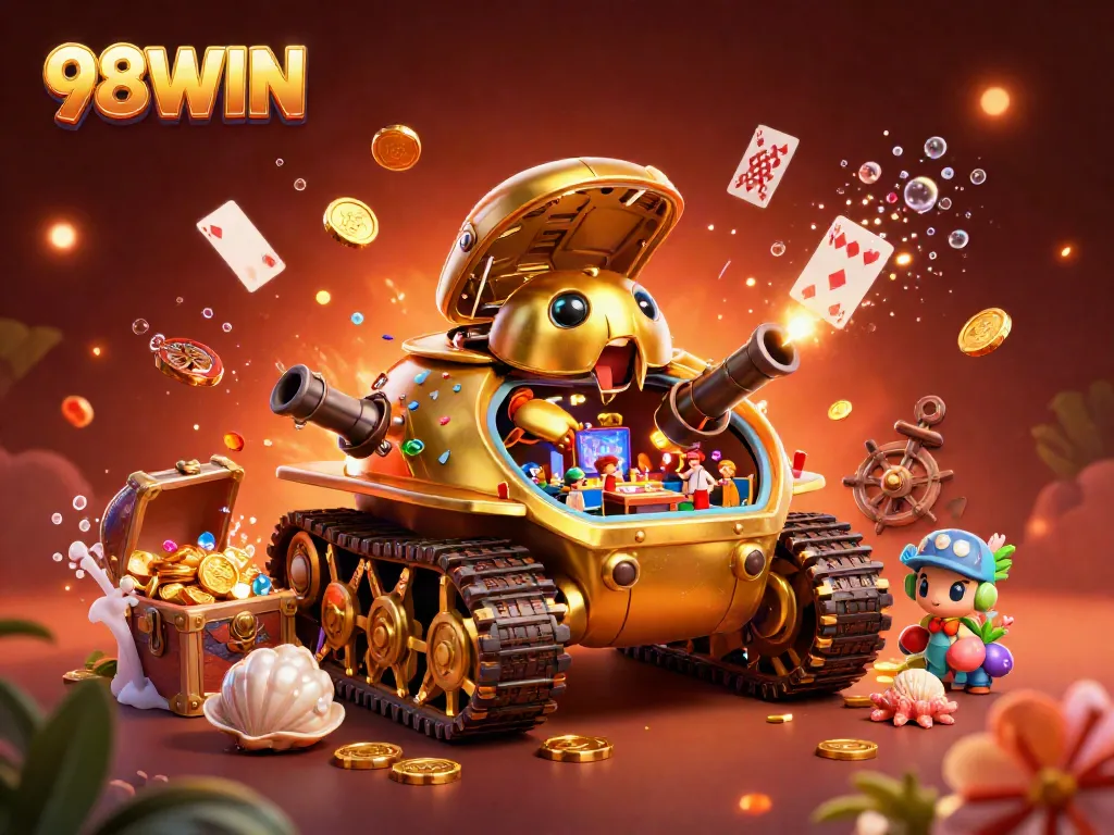 Engage in thrilling gameplay with 98WIN's vibrant casino scene featuring immersive 3D animation.